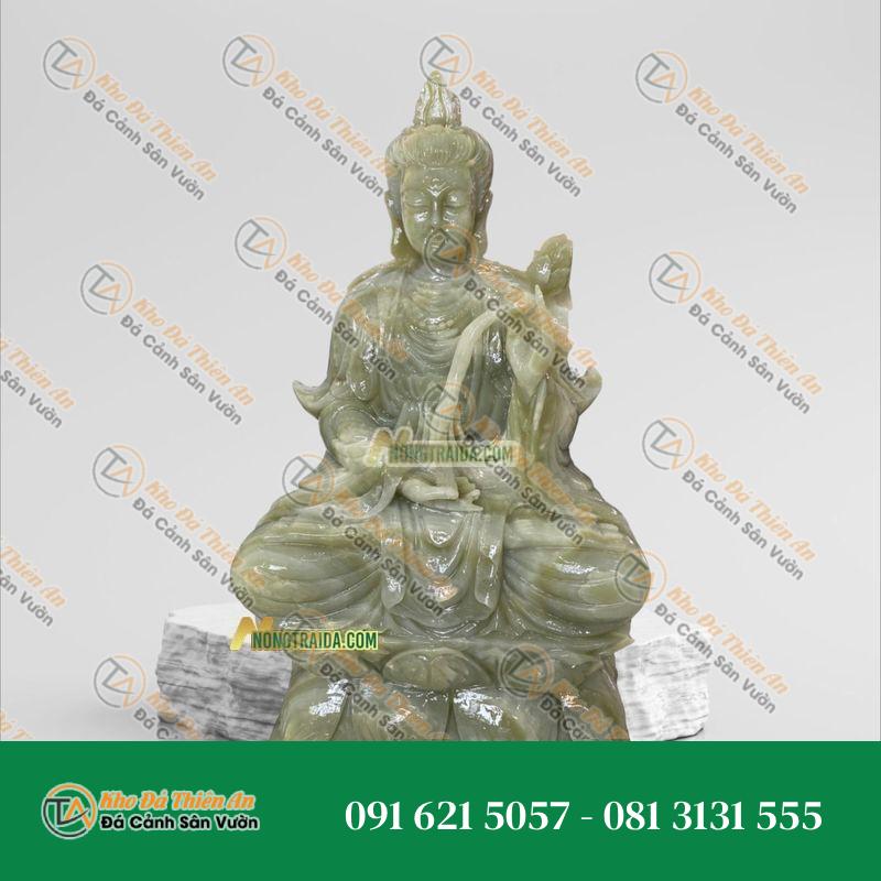Tượng Quan Âm Mini Đá Xanh Onyx 10cm – Chiêu Tài Lộc – Khodathienan.com