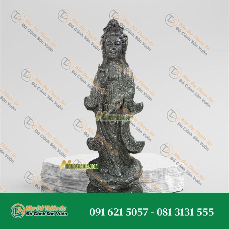 Tượng Quan Âm Đá Granite Xám 200cm, Kiểu Dáng Cổ Điển | Khodathienan.com