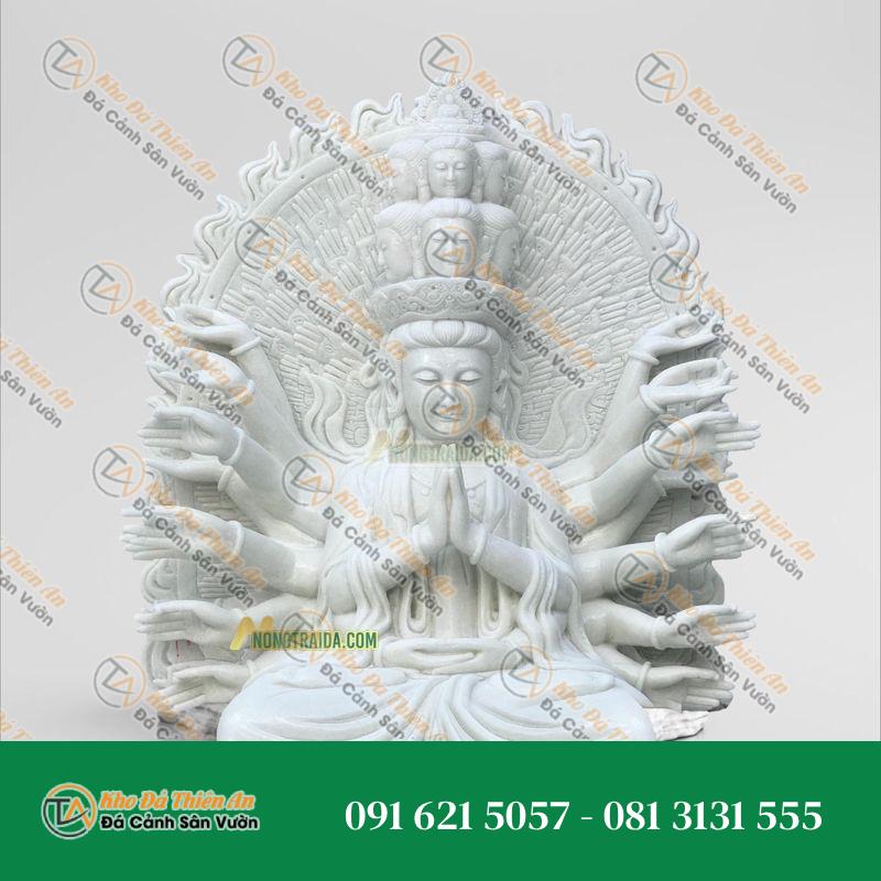 Tượng Quan Âm Thiên Thủ Thiên Nhãn Đá Trắng Nghệ An 1.72M – Nét Đẹp Tinh Khôi – Khodathienan.com