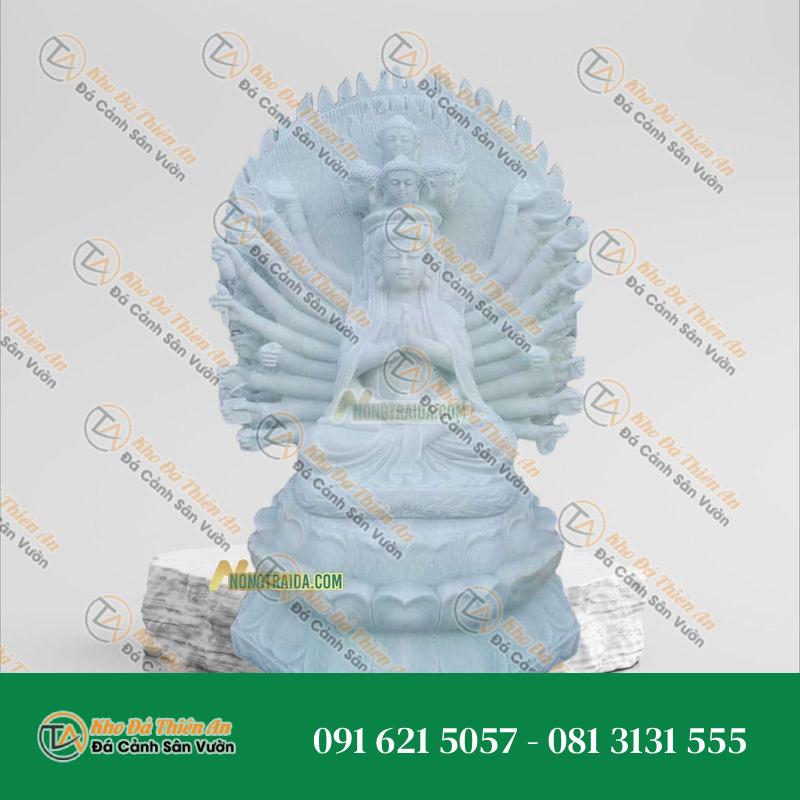 Tượng Quan Âm Thiên Thủ Thiên Nhãn – Đá Trắng Xanh 1.24M – Khodathienan.com