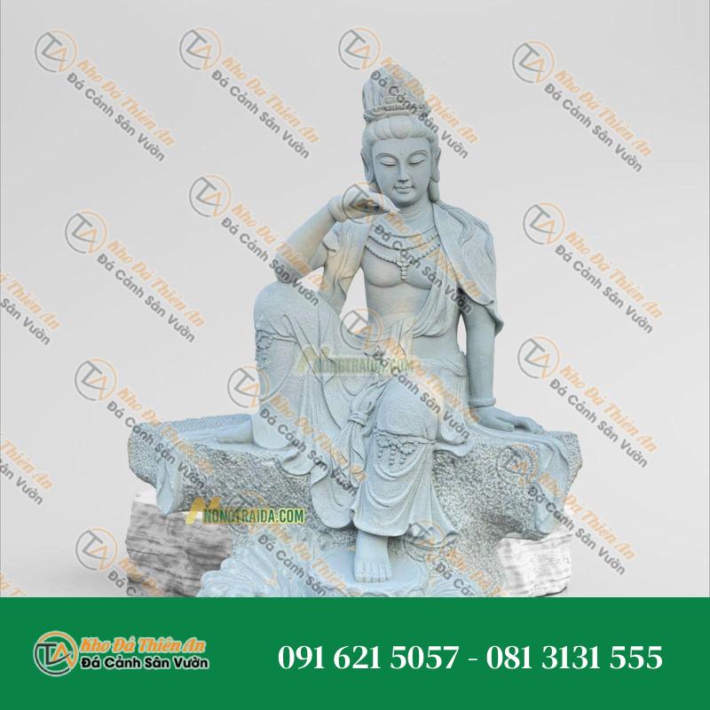 Tượng Quan Âm Tự Tại – Đá Sa Thạch 249cm – Khodathienan.com