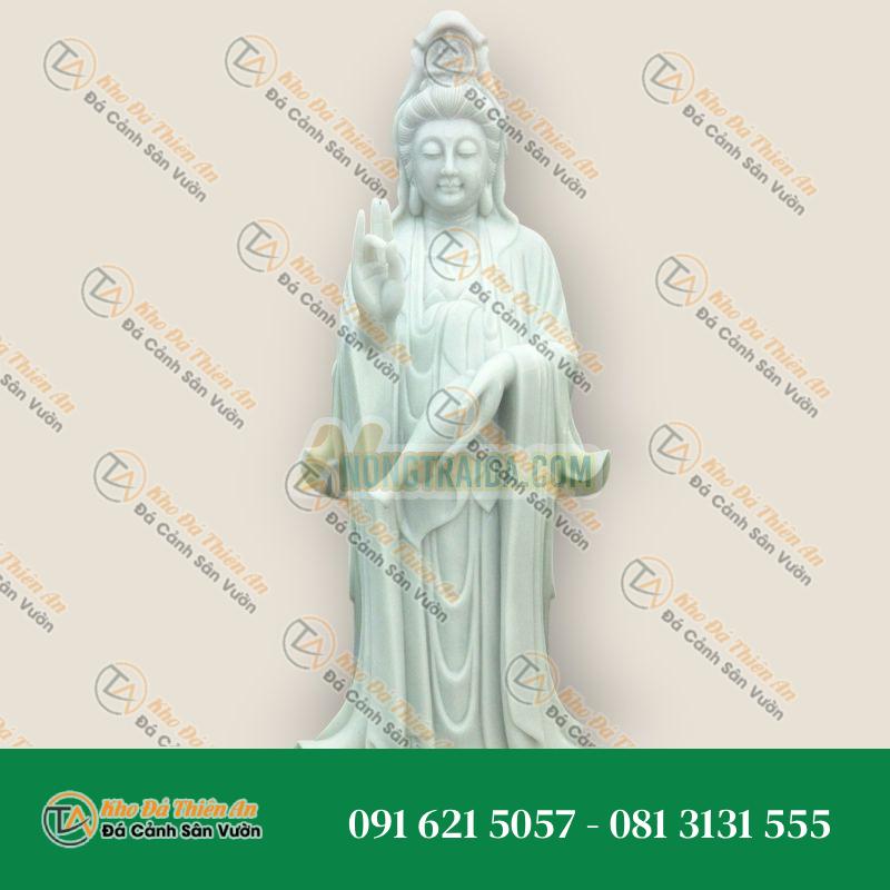 Tượng Quan Thế Âm Bồ Tát Đá Cẩm Thạch – Cao 200cm – Trang Trí Chùa Chiền | Khodathienan.com