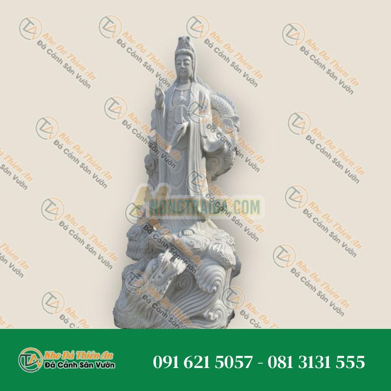 Tượng Quan Thế Âm Bồ Tát – Cẩm Thạch Khắc Ốp – 300cm – Khodathienan.com