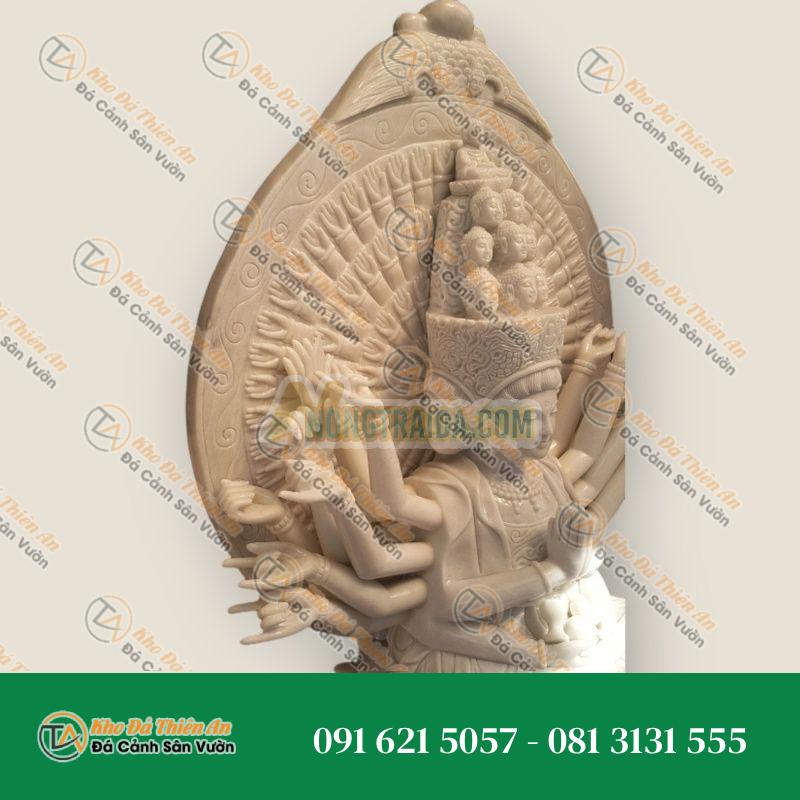 Tượng Quan Thế Âm Bồ Tát 1000 Tay – Đá Cẩm Thạch Trắng – 130x128cm – Kiểu Dáng Uy Nghi, Nghệ Thuật | Khodathienan.com
