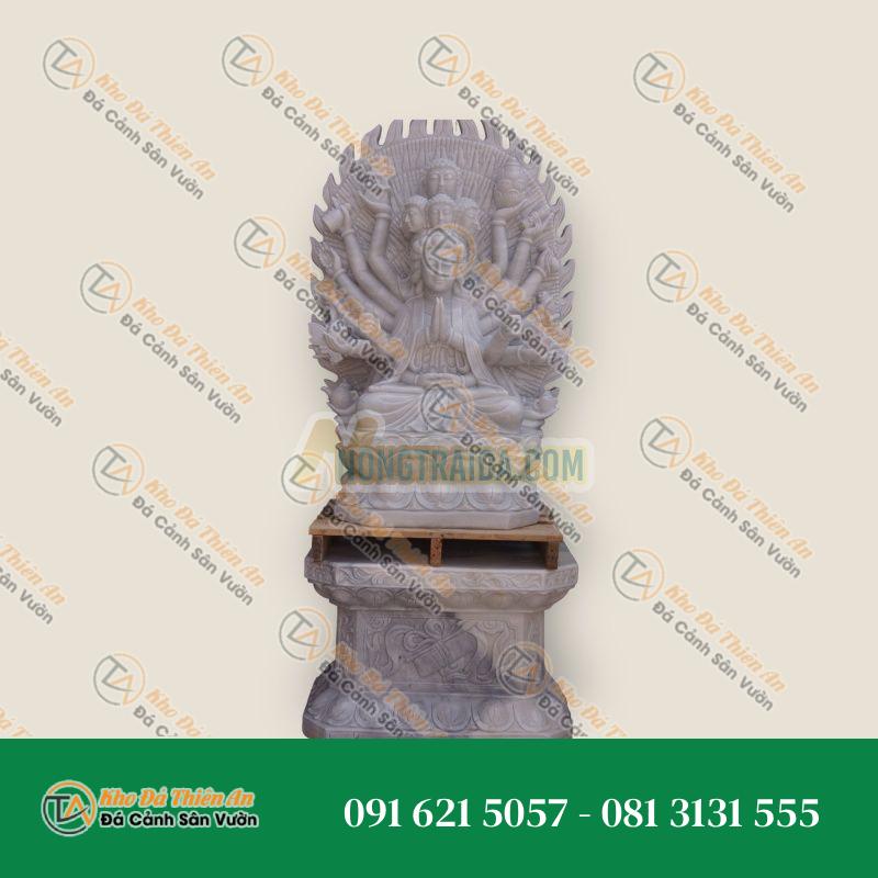 Tượng Quan Thế Âm Bồ Tát 1000 Tay – Đá Cẩm Thạch Trắng – 140x128cm – Kiểu Dáng Uy Nghi, Nghệ Thuật | Khodathienan.com