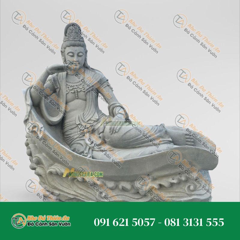 Tượng Quán Tự Tại Ngồi Thuyền – Đá Sa Thạch – Cao 237cm | Khodathienan.com