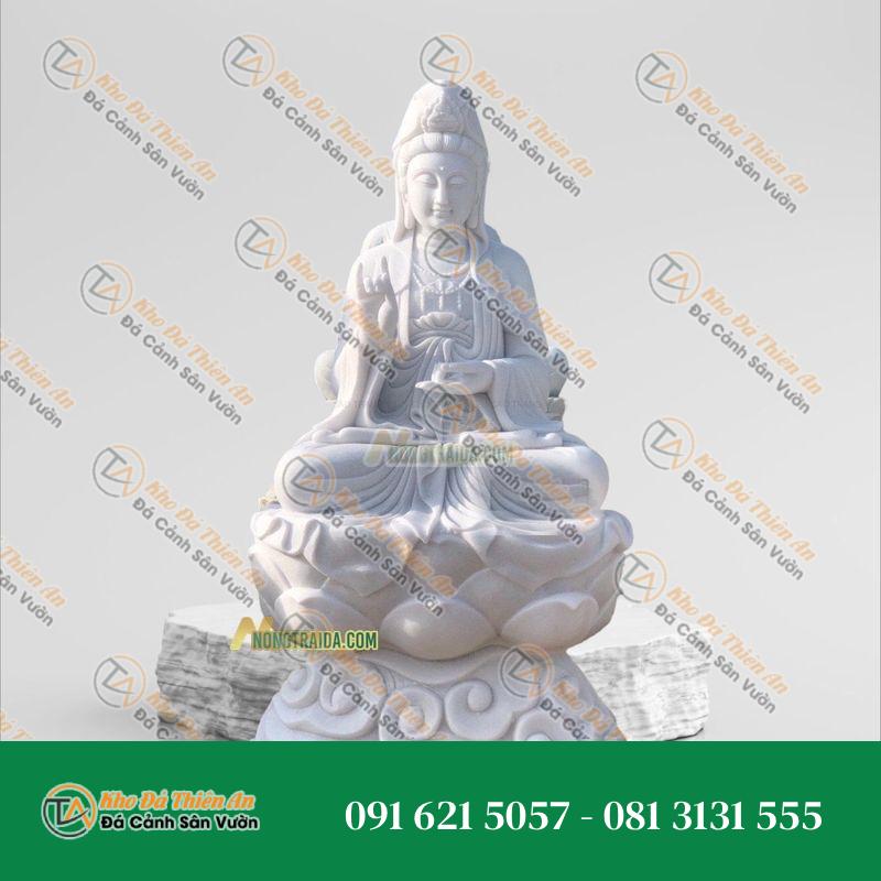 Tượng Quán Tự Tại Đá Trắng Lục Yên – 209cm – Khodathienan.com