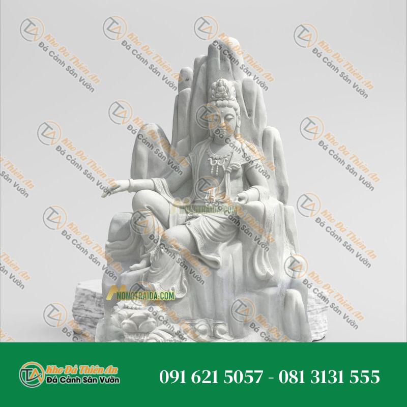 Tượng Quán Tự Tại Đá Trắng Ngồi Núi 218cm – Nét Đẹp Tinh Khôi – Khodathienan.com