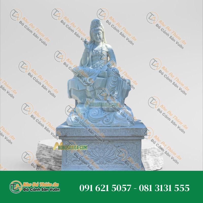 Tượng Quán Tự Tại – Đá Trắng Xanh 222cm – Khodathienan.com