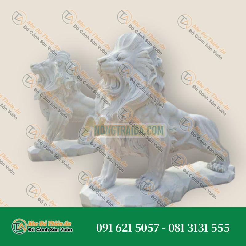 Tượng Sư Tử Đá Marble Trắng – Biểu Tượng Uy Nghi & Bảo Vệ