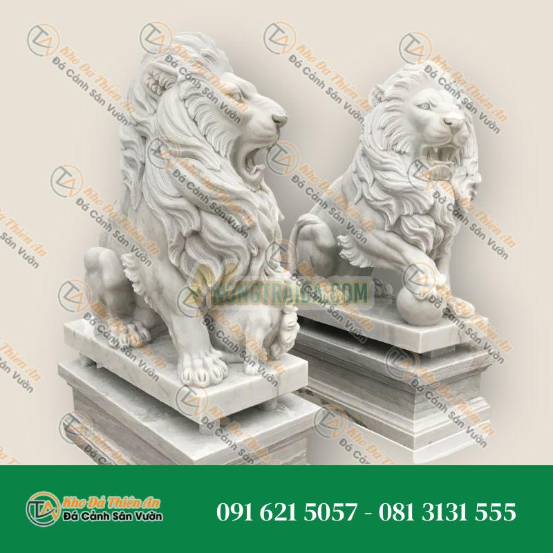 Tượng Sư Tử Đá Trang Trí Lối Vào – Biểu Tượng Uy Nghi & Bảo Vệ