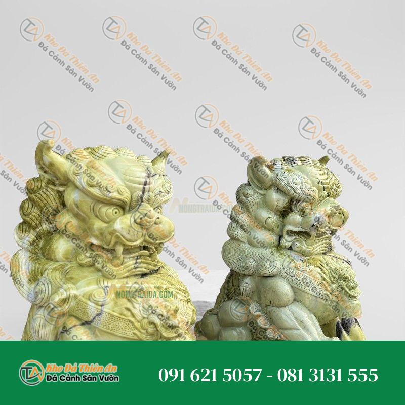 Tượng Sư Tử Đá Ngọc Serpentine 80cm – Biểu Tượng Uy Nghi & Phong Thủy