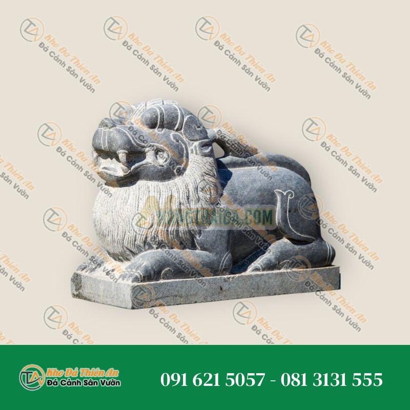 Tượng Sư Tử Hindu Đá Granite Đen 45.72cm – Biểu Tượng Bảo Vệ & Quyền Uy