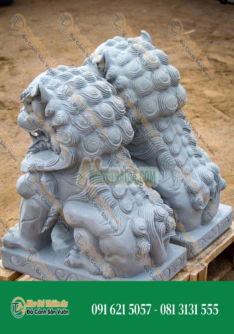 Tượng Sư Tử Shishi Guardian Lions Đá Khắc Tay Cao 63.5cm – Bảo Vệ & Thịnh Vượng