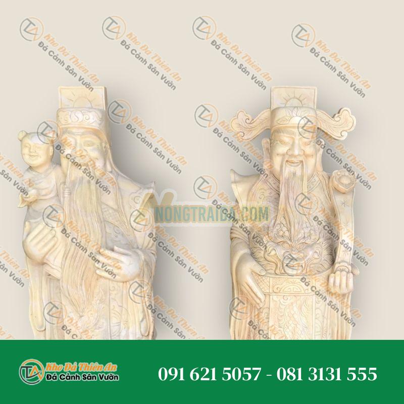 Tượng Tam Đa Đá Cẩm Thạch Vàng Cà Rốt – 150cm – Thu Hút Tài Lộc – Khodathienan.com