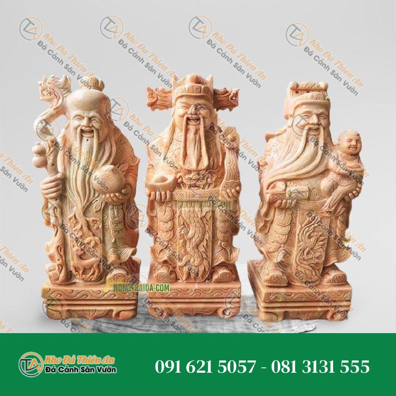 Tượng Tam Đa Liền Khối – Đá Vàng Cẩm Thạch 176cm – Khodathienan.com