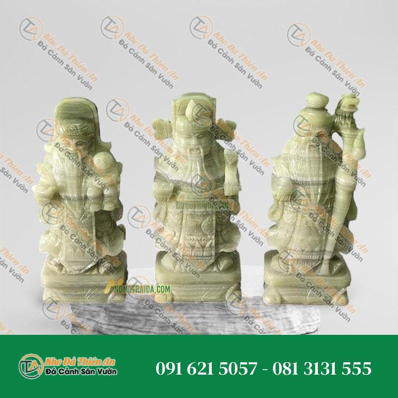 Tượng Tam Đa Phúc Lộc Thọ Đá Xanh Onyx 20cm – May Mắn, Tài Lộc | Khodathienan.com