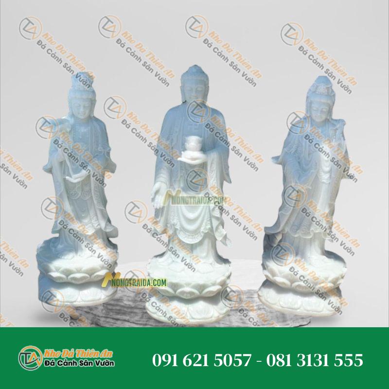 Tượng Tam Thánh Tây Phương Ngồi – Đá Ngọc Hoàng Long Nhỏ 50cm – Kiểu Dáng Sang Trọng, Nghệ Thuật | Khodathienan.com