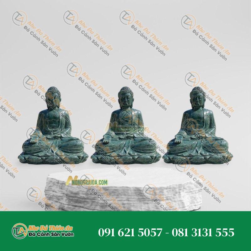 Tượng Tam Thế Phật Ngồi – Đá Xanh Ấn Độ – Cao 108cm | Khodathienan.com