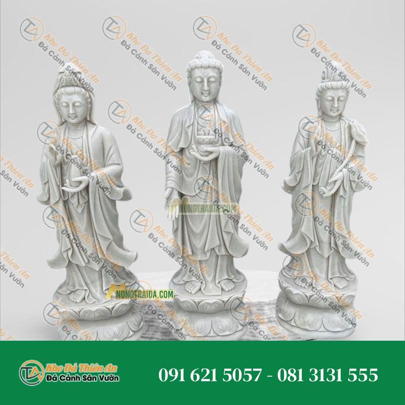 Tượng Tây Phương Tam Thánh Đá Xanh Ấn Độ 156cm – Khodathienan.com