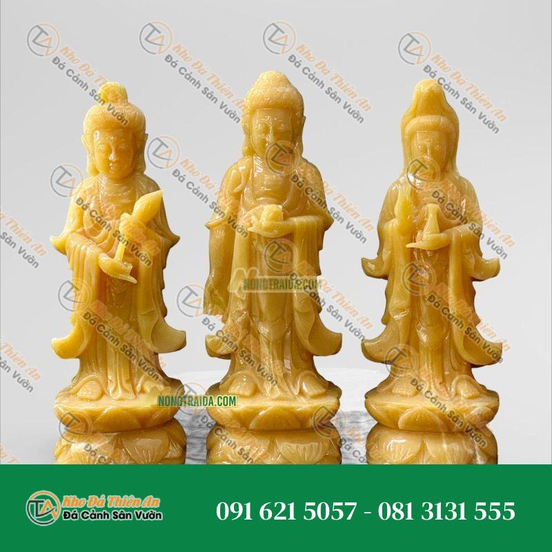 Tượng Tây Phương Tam Thế Phật Đứng – Đá Trắng Muối 182cm – Khodathienan.com