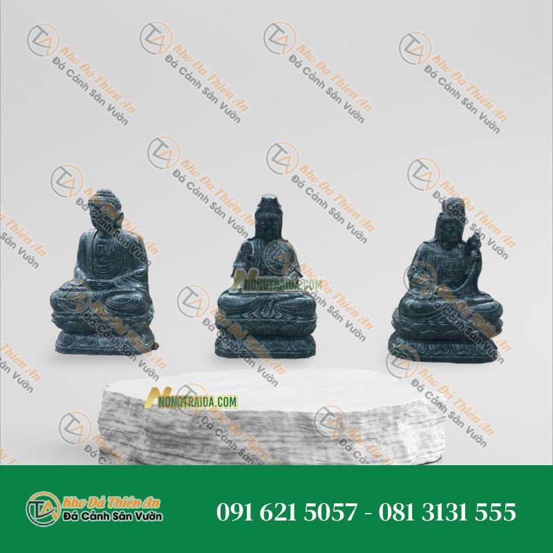 Tượng Tây Phương Tam Thế Phật Ngồi – Đá Ngọc Hoàng Long Nhỏ 37cm – Kiểu Dáng Độc Đáo, Phong Cách | Khodathienan.com