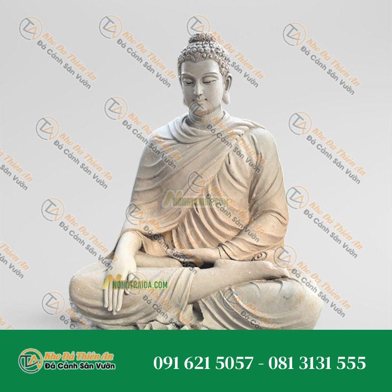 Tượng Thích Ca Phật Đài Đá Sa Thạch 93cm – Kiểu Dáng Trang Nghiêm – Khodathienan.com