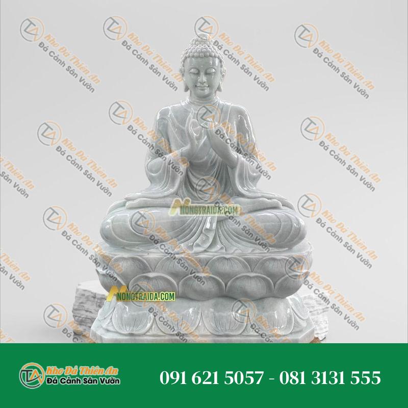 Tượng Thích Ca Phật Đài – Đá Trắng Vân 118cm – Khodathienan.com