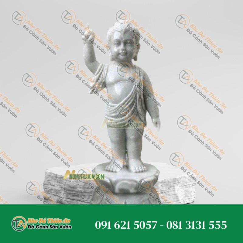 Tượng Thích Ca Sơ Sinh Đá Trắng Cẩm Thạch 68cm, Kiểu Dáng Tinh Xảo | Khodathienan.com