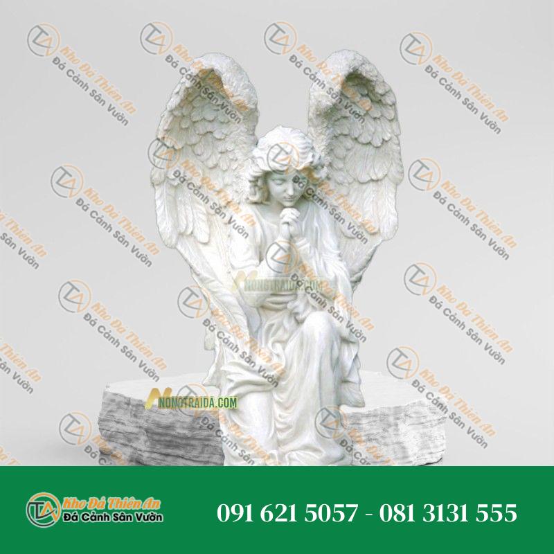 Tượng Thiên Thần Đá Trắng Quỳ Cầu Nguyện 120cm – Tâm Linh & Nghệ Thuật – Khodathienan.com