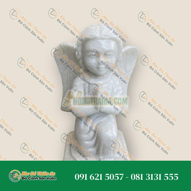 Tượng Thiên Thần Cầu Nguyện Bằng Đá Cẩm Thạch Trắng – Cao 40cm