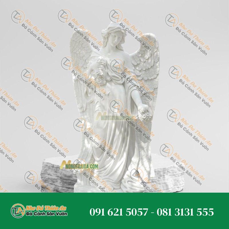 Tượng Thiên Thần Công Giáo Trang Trí Vườn Đá Trắng 210cm – Khodathienan.com