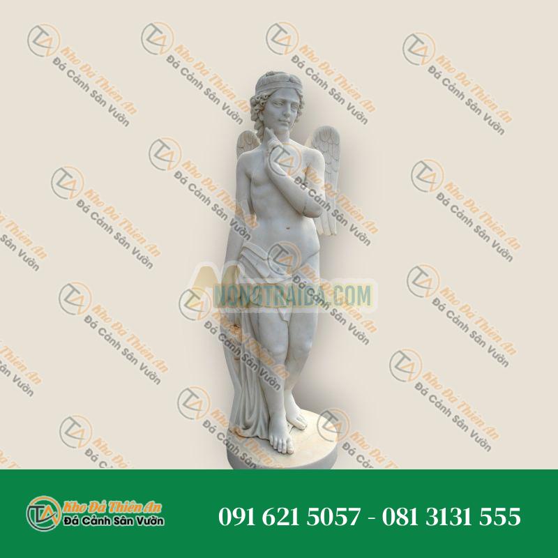 Tượng Thiên Thần Nam Có Cánh – Đá Cẩm Thạch Trắng Carrara – Khodathienan.com