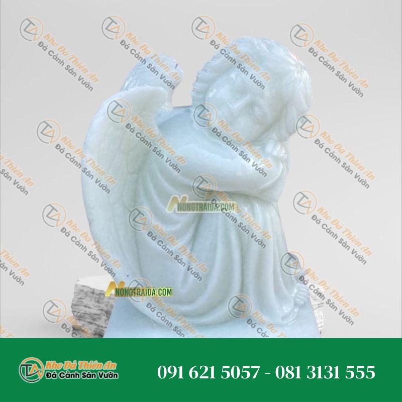 Tượng Thiên Thần Nhỏ Ngủ Đá Trắng Xanh 55cm – Phong Thủy & Tâm Linh – Khodathienan.com