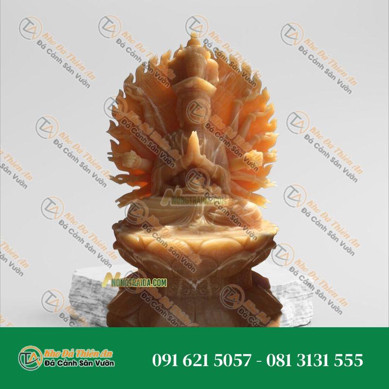Tượng Thiên Thủ Thiên Nhãn Nhỏ Bằng Đá Ngọc Hoàng Long – Cao 28cm | Phong Thủy Tài Lộc