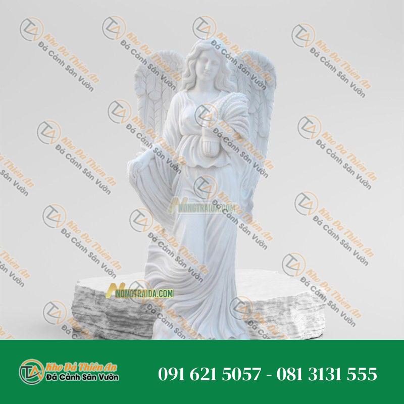 Tượng Thiếu Nữ Thiên Thần Mùa Hạ Đá Trắng 166cm, Thanh Thoát, Kiêu Sa | Khodathienan.com