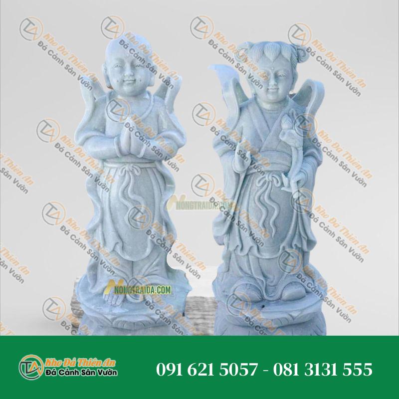 Tượng Tiên Đồng Ngọc Nữ Đá Trắng Xuất Khẩu 129cm, Kiểu Dáng Sang Trọng | Khodathienan.com