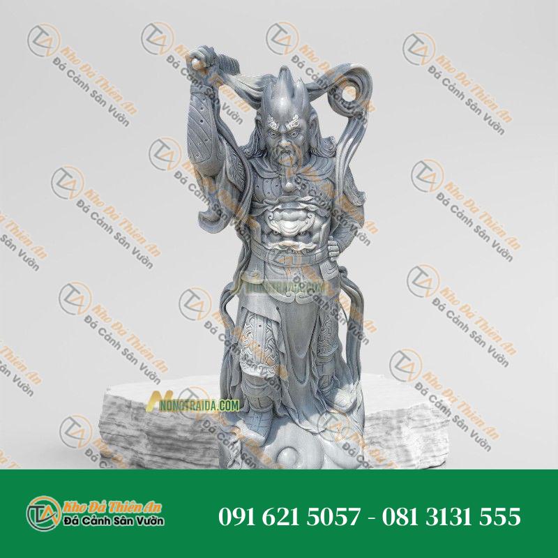 Tượng Tiêu Diện Đại Sĩ Đá Cẩm Thạch Xám Xanh 181cm – Trấn Trạch, Bình An | Khodathienan.com