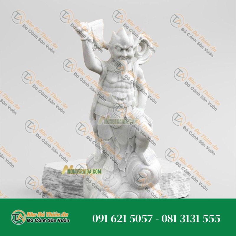 Tượng Tiêu Diện Hộ Pháp – Đá Trắng Non Nước 177cm – Kiểu Dáng Sang Trọng, Uy Nghi | Khodathienan.com