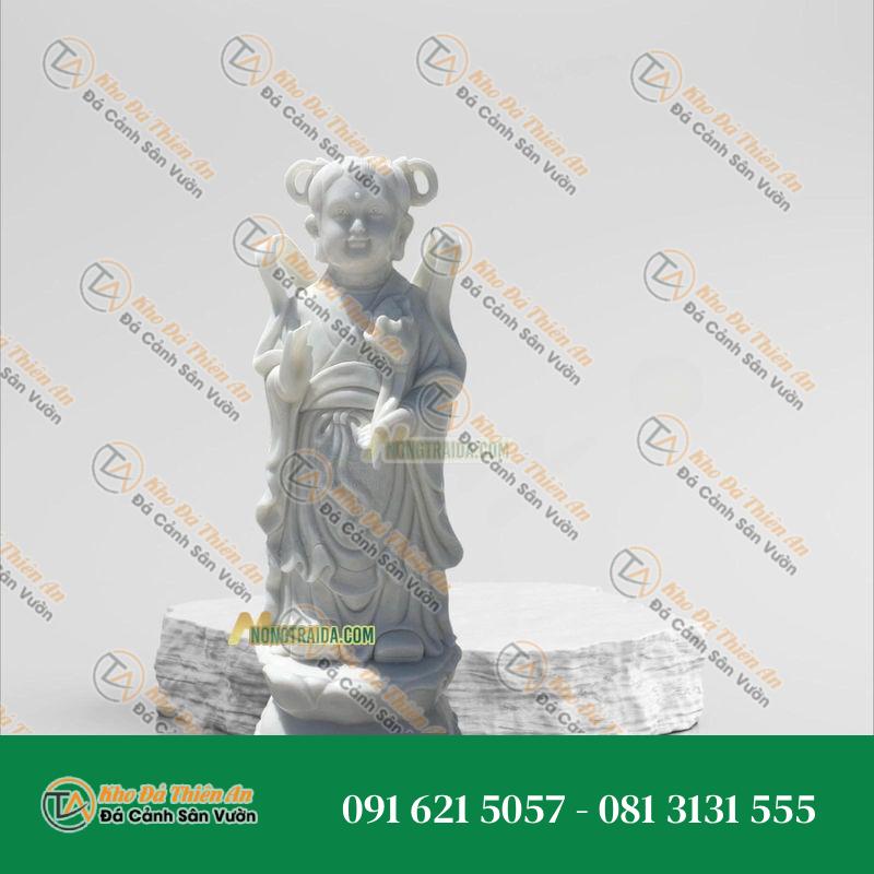 Tượng Tiểu Long Nữ Đá Trắng Xanh 84cm – Khodathienan.com