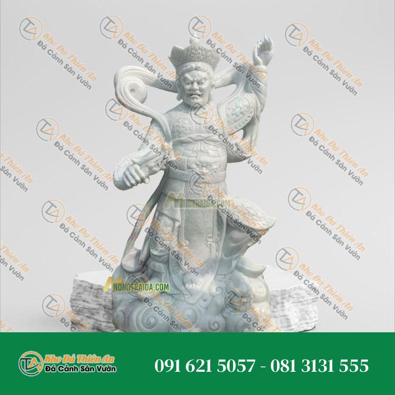 Tượng Tứ Đại Thiên Vương Hộ Pháp – Tây Đá Trắng Xanh 176cm – Khodathienan.com