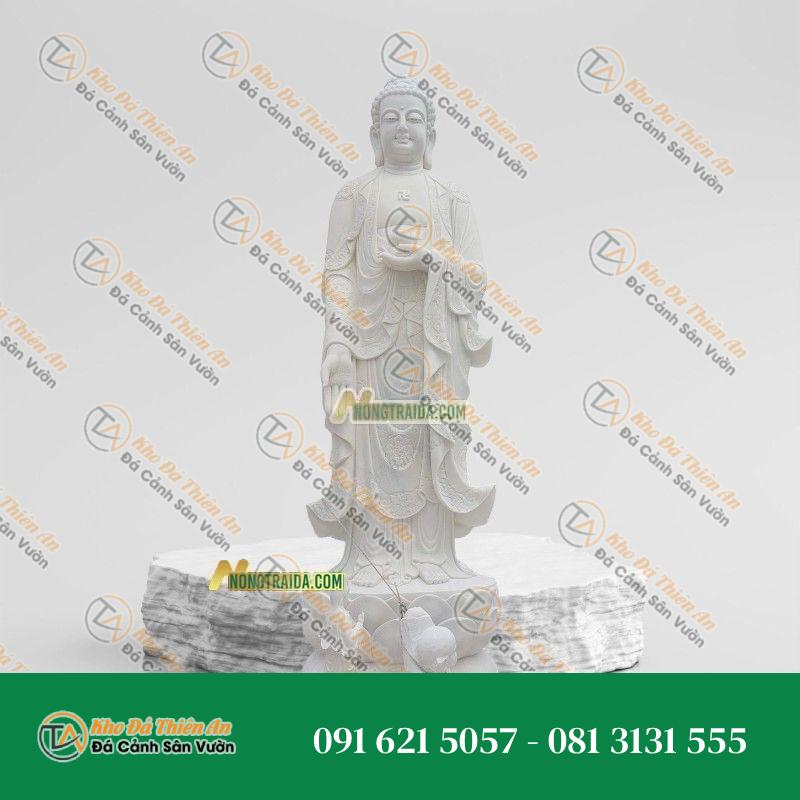 Tượng A Di Đà Đứng Cẩm Thạch Xám 177cm – Kiểu Dáng Sang Trọng – Khodathienan.com