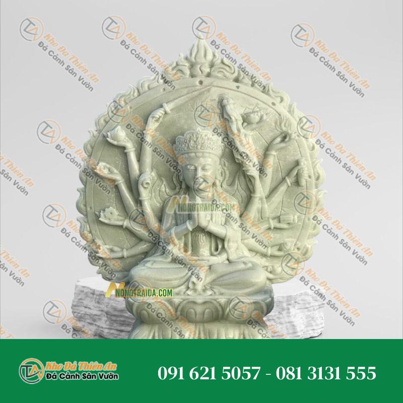 Tượng Phật Mẫu Chuẩn Đề Đá Trắng Xanh 94cm – Kiểu Dáng Tinh Tế – Khodathienan.com