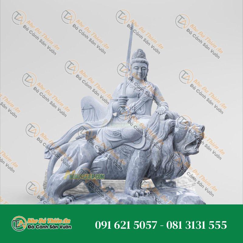 Tượng Văn Thù Bồ Tát – Đá Cẩm Thạch Trắng 157cm – Khodathienan.com