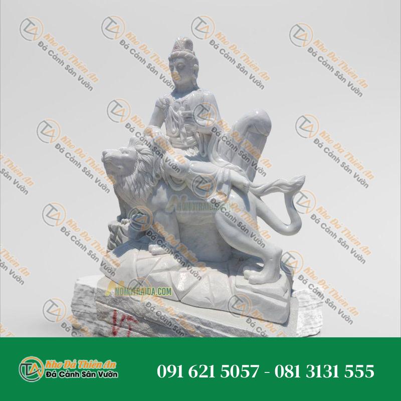 Tượng Văn Thù Bồ Tát Đá Cẩm Thạch Trắng 146cm – Trang Trí Phòng Thờ – Khodathienan.com