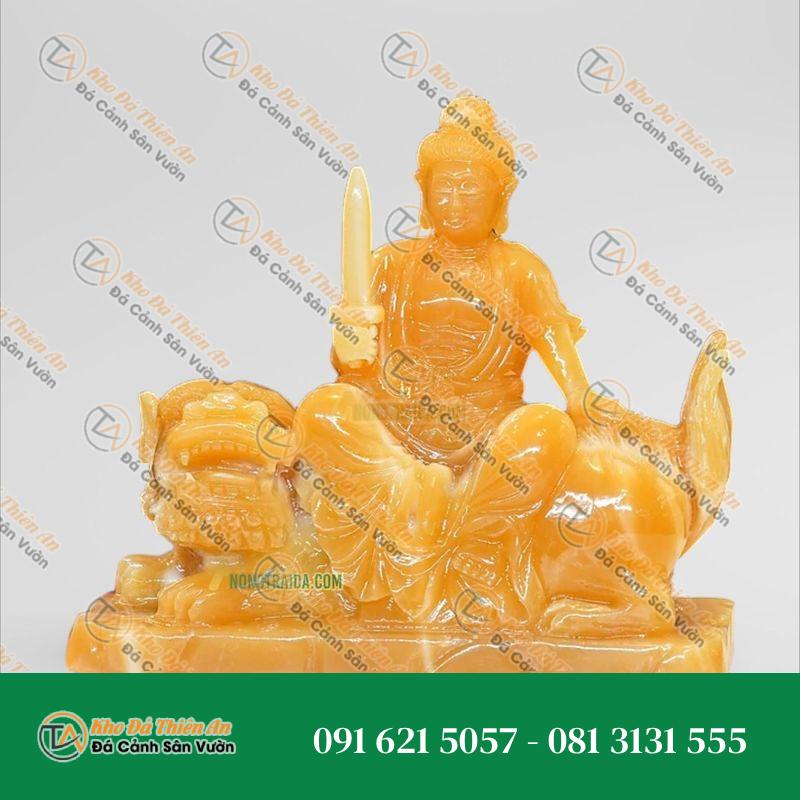 Tượng Văn Thù Bồ Tát Đá Ngọc Hoàng Long 15cm – Chiêu Tài, Học Hành Hanh Thông | Khodathienan.com