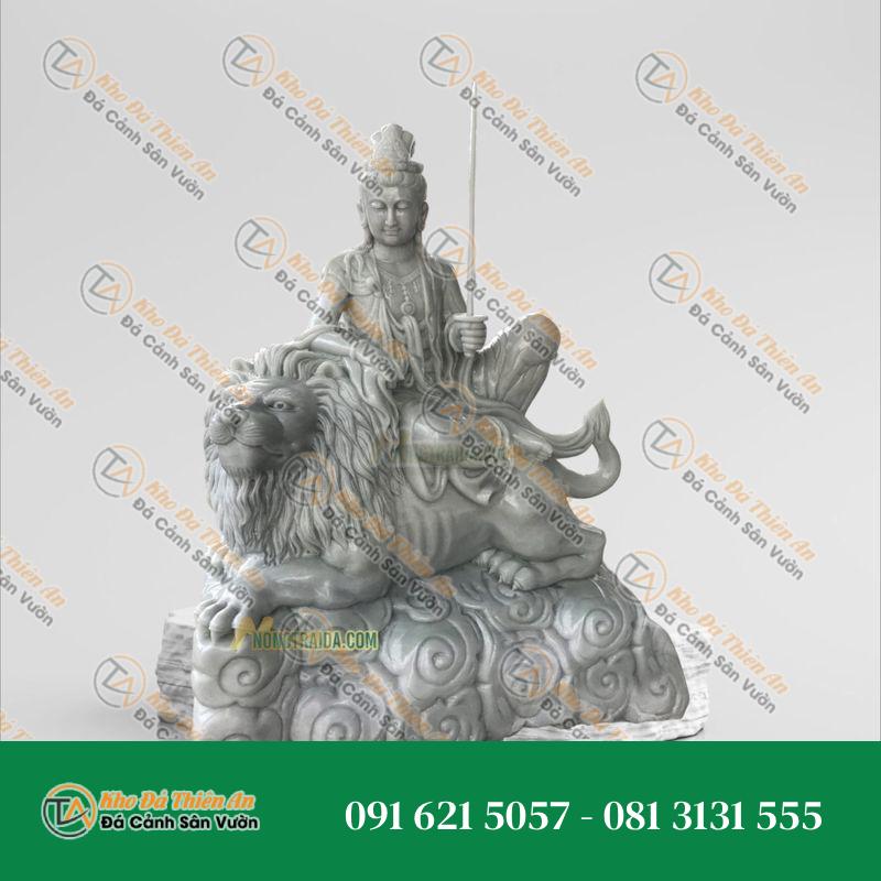 Tượng Văn Thù Sư Lợi – Đá Cẩm Thạch Xám 129cm – Khodathienan.com