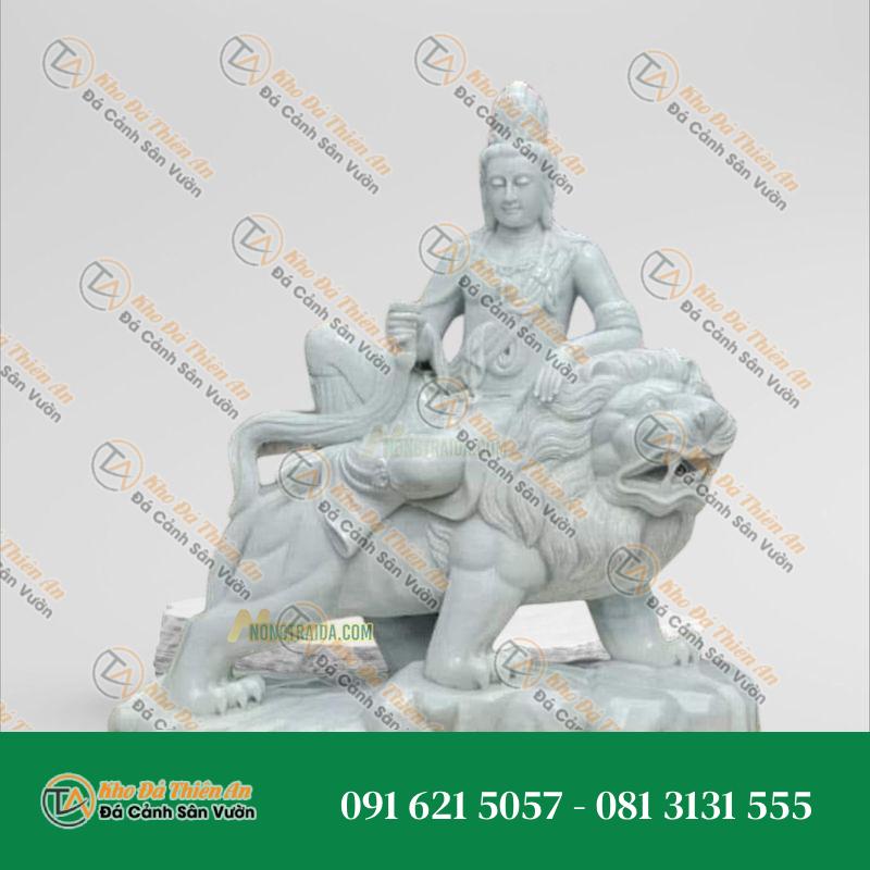 Tượng Văn Thù Sư Lợi Đá Trắng Cẩm Thạch 130cm, Kiểu Dáng Tinh Xảo, Trí Tuệ | Khodathienan.com
