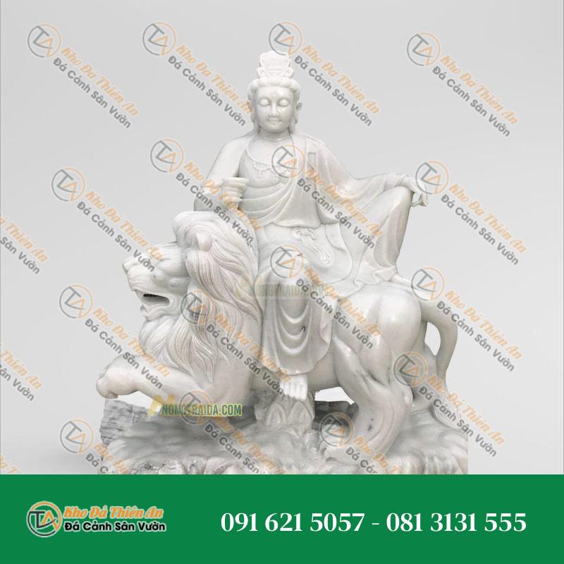 Tượng Văn Thù Sư Lợi – Đá Trắng Đà Nẵng – Cao 128cm | Khodathienan.com