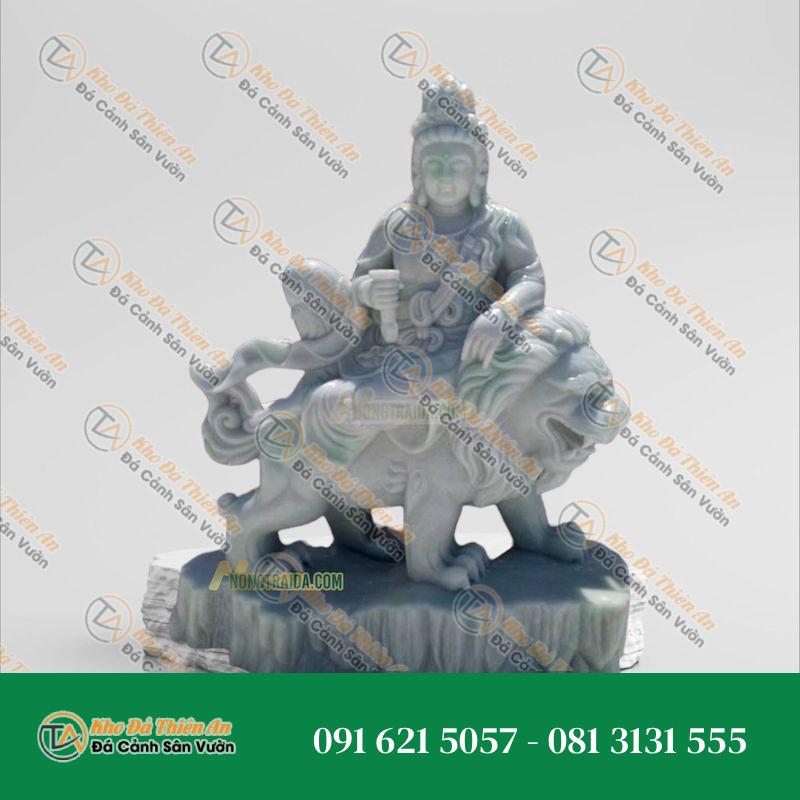 Tượng Văn Thù Sư Lợi – Đá Trắng Xanh 137cm – Phong Cách Cổ Điển, Uy Nghi | Khodathienan.com
